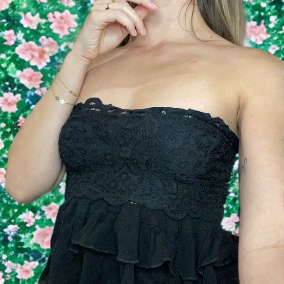 Free People black lace tub top tank for summer crop top trendy - Picture 2 of 3